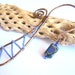 Beaded metal bookmark in blue - rustic artisan made gift