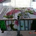 Custom Stained Glass Jewelry Box with dividers Pink/green flowers and green accent / classic style