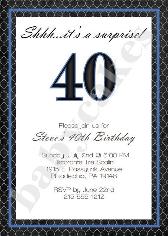 Items similar to Adult Male Birthday Invitation 40th Birthday Surprise