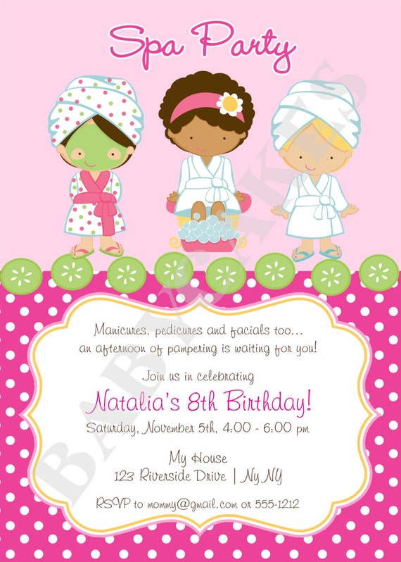 Items Similar To Spa Party Invitation DIY Print Your Own Matching