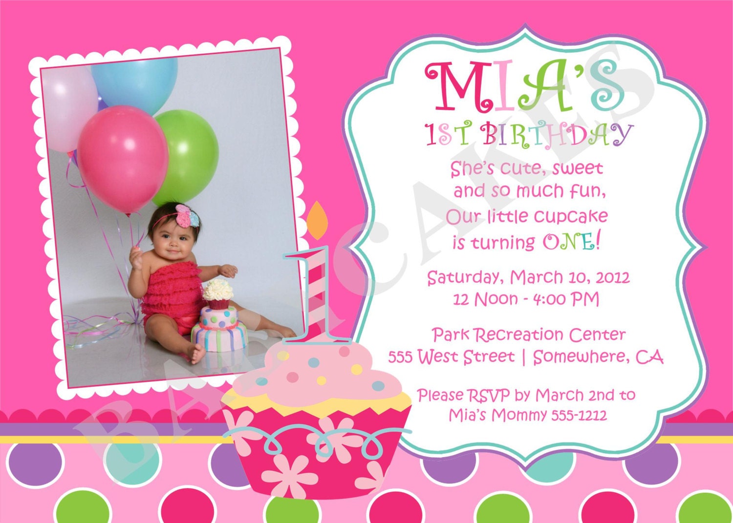 Cupcake Invitations 1St Birthday 4