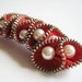 Red Pearl Zipper Brooch Pin