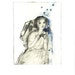 original GIRL with a STAR mixed media figurative 8.5" x 11" paper
