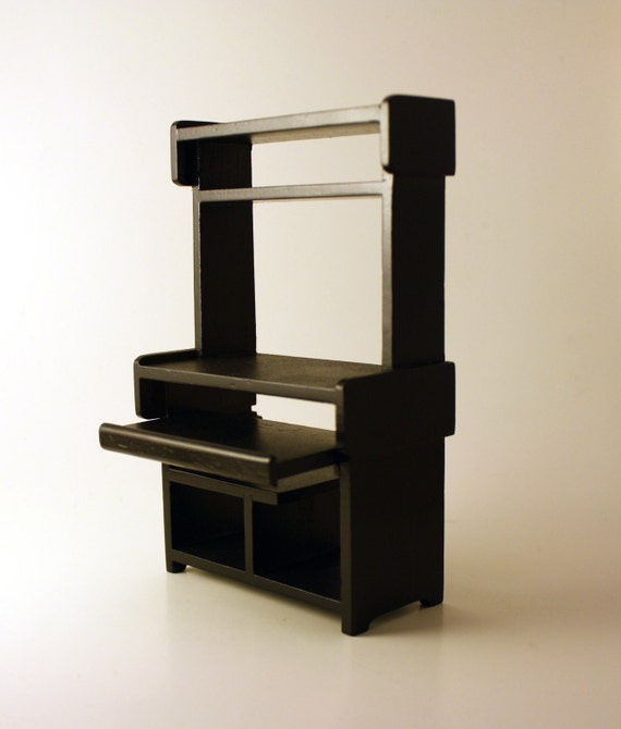 Miniature Computer Desk in 112 Scale Modern Dollhouse