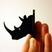 Dollhouse Miniature Rhino Trophy Head, Modern Animal Friendly Wall Decor in Black Acrylic