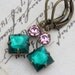 Vintage Earrings - Vintage Rhinestone Jewel Emerald Green & Pink Swarovski Crystals Clip Ons Available