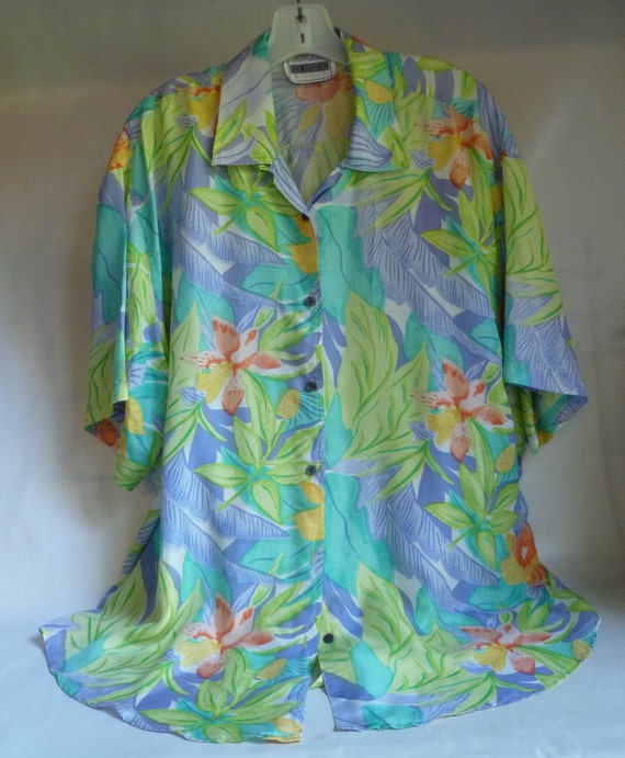 Hawaiian Shirt 100% SILK Women's size 22W by RebeccasVGVintage