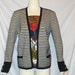 SALE Vtg 80's VALENTINO Studio Italy Navy Blue Striped Cardigan Open Sweater sz 42/8