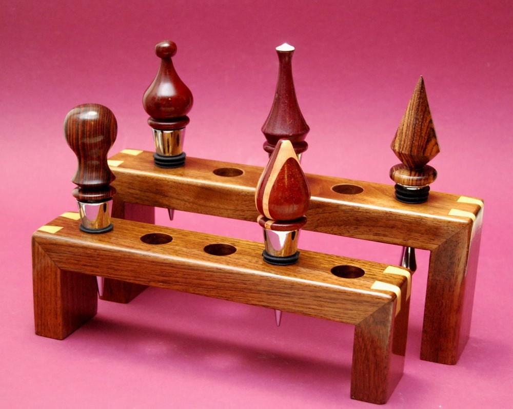 Bottle Stopper Display Stand / Rack Handmade in Walnut with