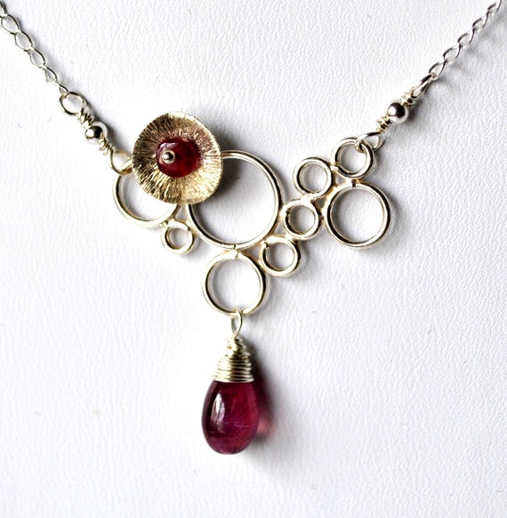 Items similar to ON SALE Genuine Ruby Bubble Pendant Necklace in ...