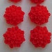 10pcs-Mom Flower Cabochon, Red, Resin, D-15mm, H-8mm.