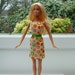 Barbie dolls clothes handmade. Spot fabric dress to fit Barbie type dolls.