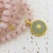 Statement Necklace, Rose Quartz & New Jade Necklace, 24k Gold Double Strand Necklace, Gemstone Necklace
