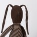 Dark rabbit in brown stripes Shirt Wearing brown corduroy trousers- handmade fabric doll