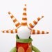 Bright funky handmade doll With coll Haircut in green and orange-Floral and striped