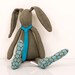 Small rabbit - Dark Olive Green kid rabbit Wearing polka dots socks And turquoise tie-handmade fabric doll free shipping
