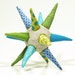 ooak cloth star - funky light gray ball or Star all handmade in Green, blue, turquoise striped and polka dots