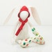 White Small rabbit Wearing red Hood hat and a colorful polka dots socks - handmade fabric doll free shipping