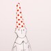 Christmas Dwarf - Black and White gnome with Pointed hat dotted red - handmade fabric doll
