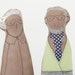 Valentine lovers - african Grandpa and Grandma Dressed in Green jacket, Jens pants ,linen skirt glasses and tie -handmade fabric doll