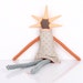 Ooak Stuffed doll - brown funky handmade doll With cool Spikes Haircut in orange , Blue & Peach