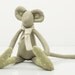 City Mouse - Khaki Greenish Mouse Wearing Canvas Green dotted socks and a light beige scarf -handmade fabric doll
