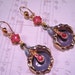 Reclaimed Vintage Earrings, Bridesmaid Gift, Statement Earrings, Vintage Enamel Flowers, Pink Glass, Purple - Calla Lilies