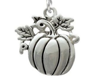 Silver Plated, Antiqued Pumpkin Charm, Qty.1