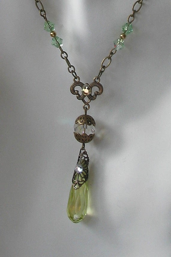 Swarovski Periot Crystal Drop Pendant in Victorian by steamheat