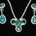 Reserved - Earrings Only - Vintage Emerald Green and Clear Rhinestone Necklace and Drop Dangle Earrings Set