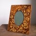 Antique Pyrography Easel Picture Frame - Ca. 1903 Arts and Crafts Sunflower Primitive Wood-burned Design