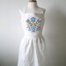 Vintage Full Apron - White Eyelet, Cross Stitch Folk Design M-L