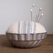 Jello Mold Pincushion - Rustic Cotton with Scandiavian Blue Stripe