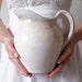Shabby Antique White Pitcher, Cottage Chic Vase - made by Knowles, Taylor, & Knowles
