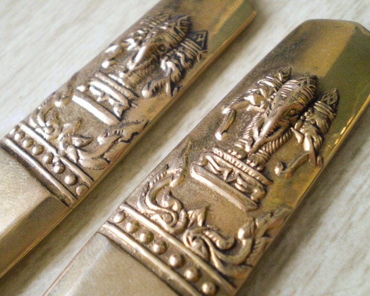 Thai Elephant Flatware Exotic Solid NickelBronze Set in