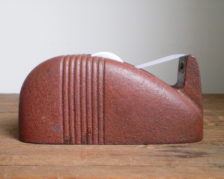 Vintage Scotch Tape Dispenser Streamlined Maroon Brown