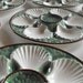 RESERVED FOR DELAINIA French Vintage Oyster Plates Rare Set of 12 in Barbotine Green and White