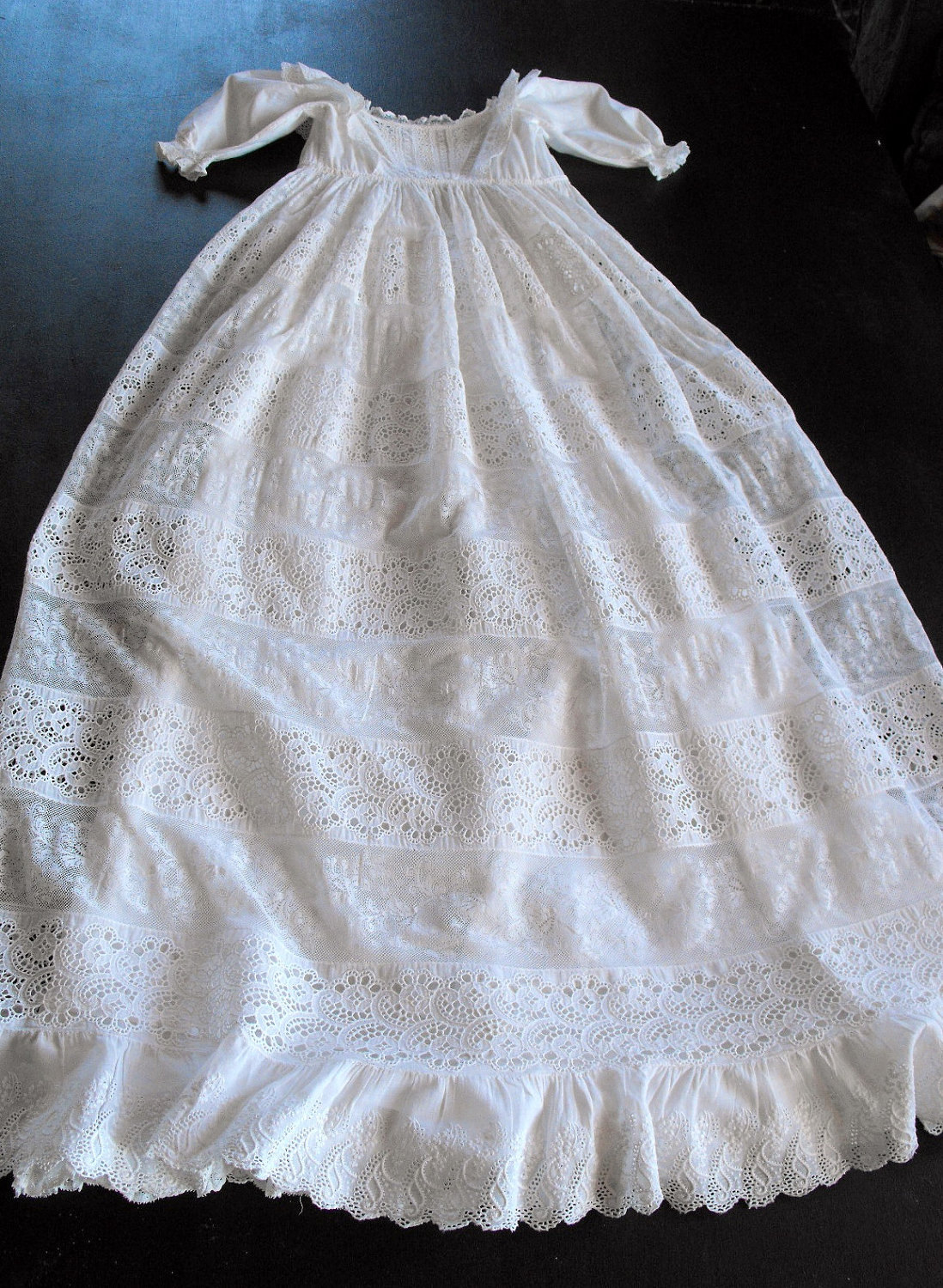 Victorian Christening Gown Handmade Vintage English with Lace
