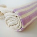 Turkish BATH Towel Peshtemal - Natural Cotton - Lilac Striped