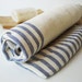 Turkish BATH Towel Peshtemal - Natural LINEN - Blue Striped