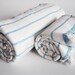 SET - Turkish BATH Towel Peshtemal and Peshkir Set - SOFT Bamboo and Cotton (Blue striped)