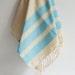 Bathstyle Turkish BATH Towel Peshtemal - LINEN - Crystal Blue Striped