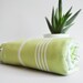 SALE 50% OFF - Turkish BATH Towel - Classic Peshtemal - Green No:1 (white striped)