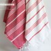 SET 2 Piece Turkish BATH Towel - Classic Peshtemal - Red and White (red and white striped)