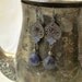 Fleur De Lis Purple Enamel Grape Ruby Brioletted Vintage Assemblage Earrings E 415