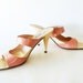 Vintage Monica Magli Pearl Coral Pink & Cream Leather Heels Made in Italy Size 9