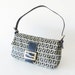 Authentic Classic Signature Fendi Navy Blue Zucca Baguette Bag Made in Italy