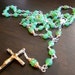 Opaque Green Rosary in Silver and Gold Five Decade