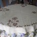 Pale Yellow Round Linen Look Tablecloth Tan Embroidered Flowers