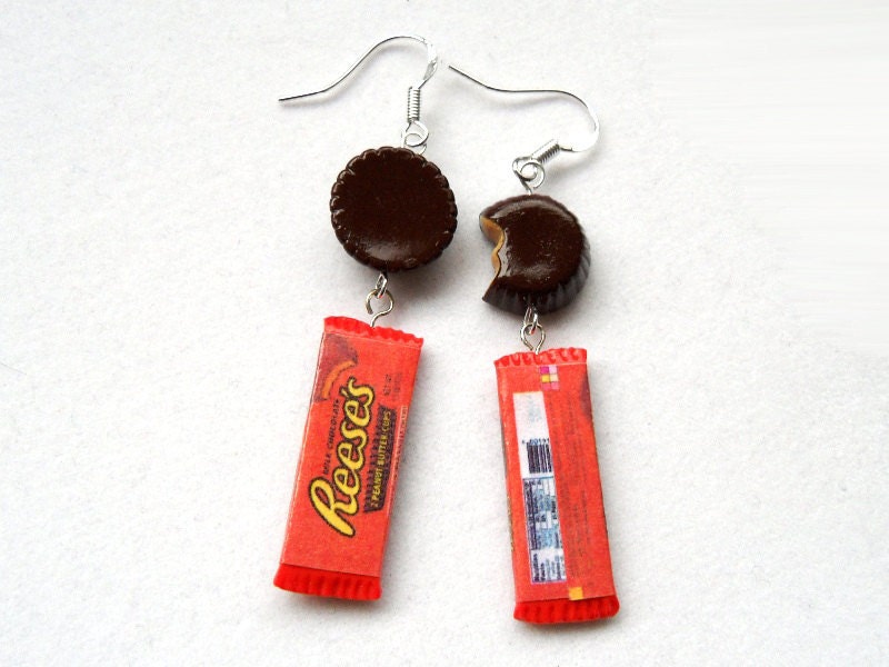 Polymer Clay Candy / Chocolate Bar Earrings Reese's